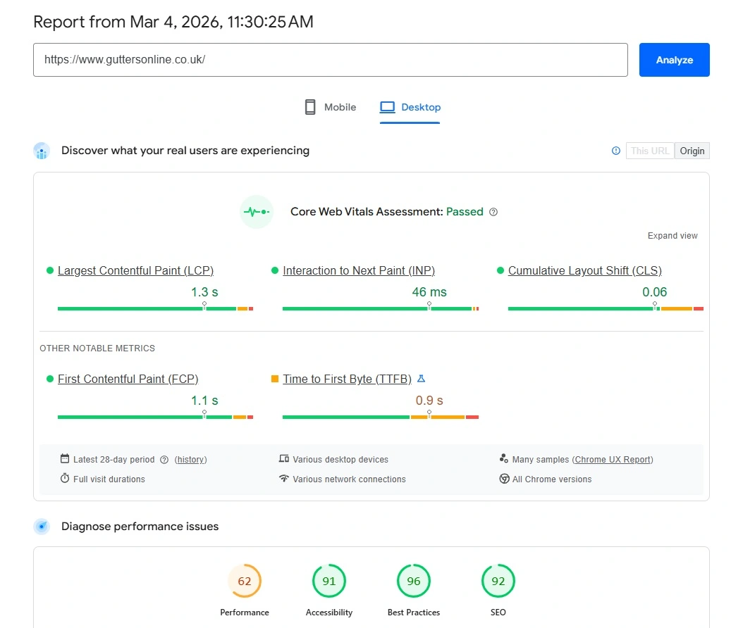 Gutters Online - New Page Speed Insights - After1 Website Image After